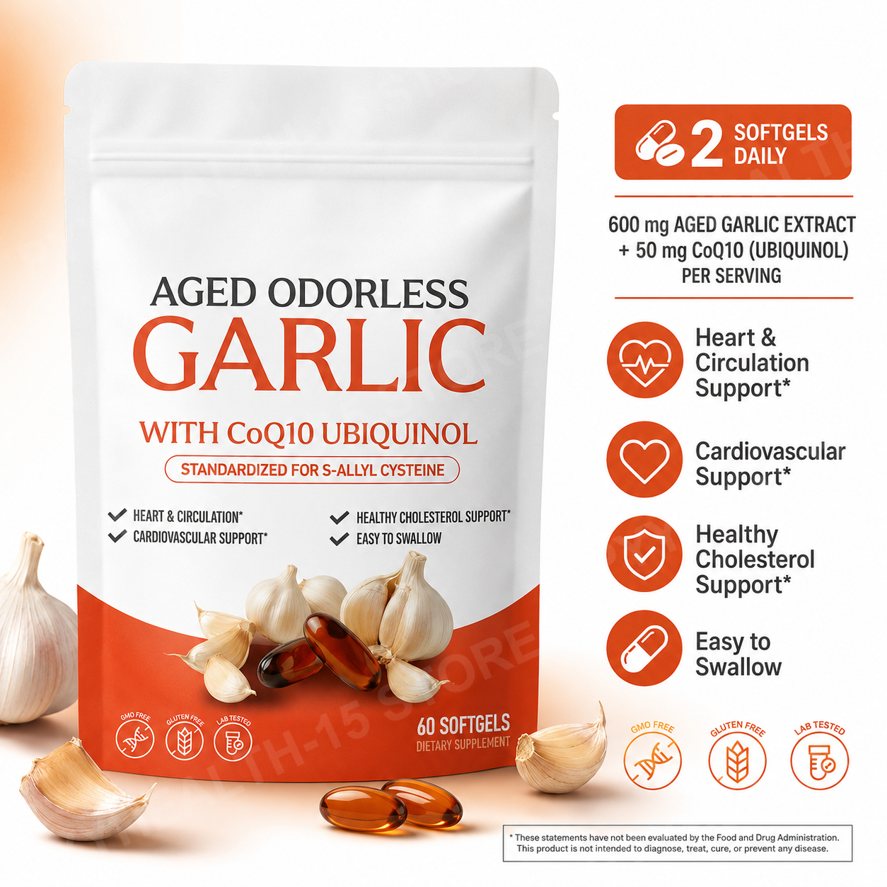 Odorless Aged Garlic Extract S – обзор и цена Coq10 Ubiquinol Softgel