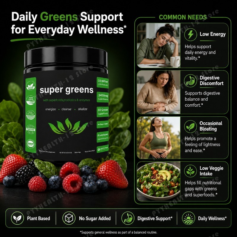 Super Greens Powder with Fruit – обзор и цена Digestive Enzyme Blend