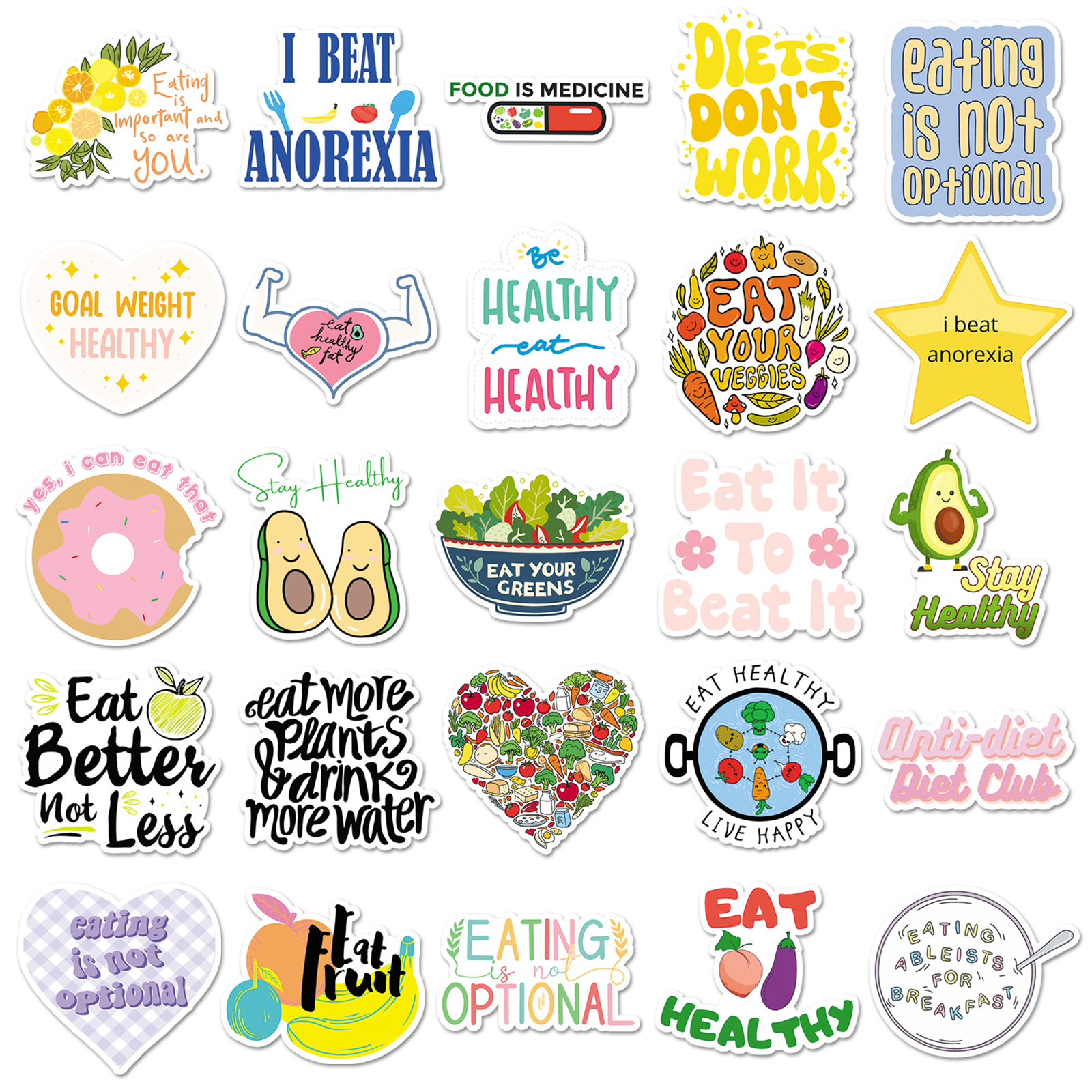 50PCS Healthy Food Stickers fo – обзор и цена Fitness Nutrition Diet