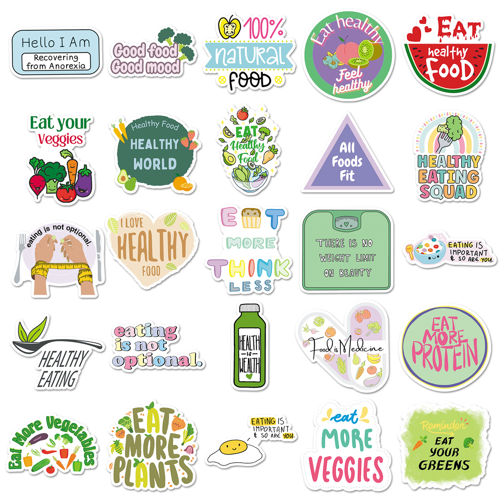 50PCS Healthy Food Stickers fo – обзор и цена Fitness Nutrition Diet