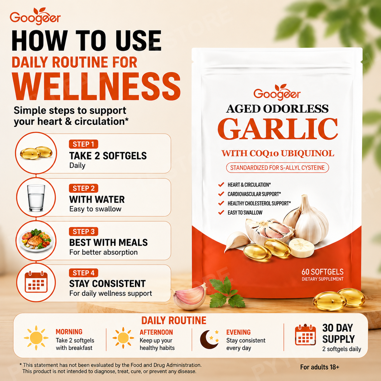 Googeer Aged Odorless Garlic E – обзор и цена Coq10 Ubiquinol Softgel